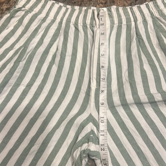 Madewell Linen-Cotton Track Trousers in Stripe SZ 6  Versailles Green New - Picture 11 of 12